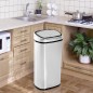 Papelera de Cocina 68L con Sensor de Infrarroja de Apertura Automática y Contacto Manual 40,5x29,5x78 cm Plata