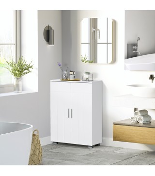 Armario de Baño con 2 Puertas y 2 Estantes Ajustables de 7 Niveles Mueble Auxiliar de Almacenaje para Salón Cocina Antiv