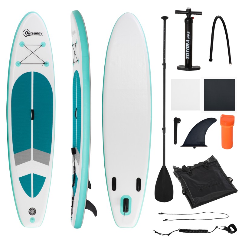 Tabla de Paddle Surf Hinchable 320x76x15 cm Plegable con Remo de Aluminio Ajustable Desmontable Bolsa de Transporte y Accesorios