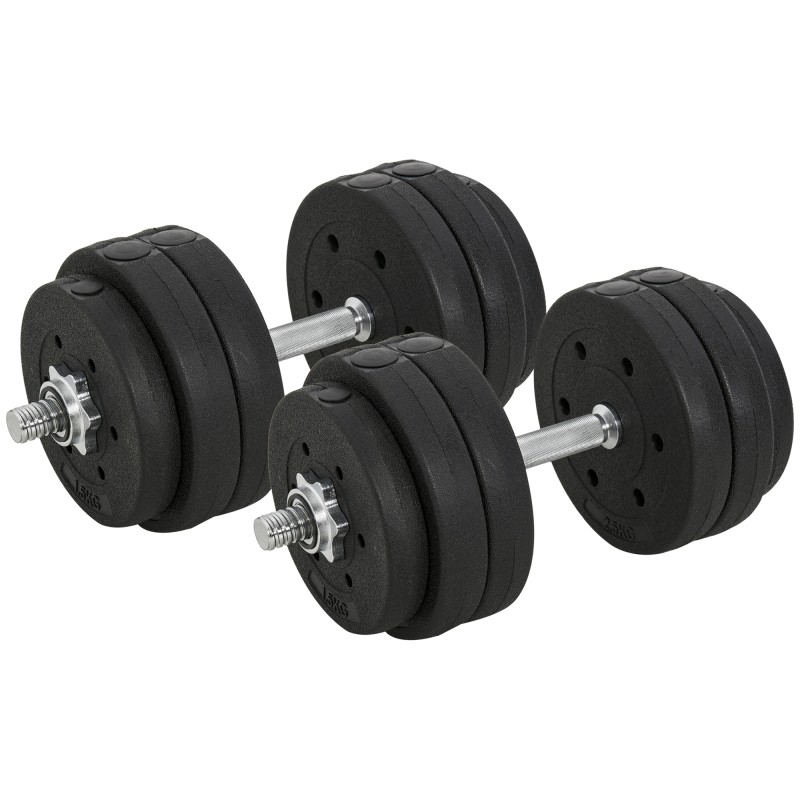 Conjunto de Mancuernas Ajustables de 30kg Juego de Pesas con Discos de 2,5/1,5 kg y Barras de Conexión de 2 kg Kit de Entrenamie