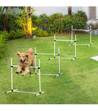 Set de Entrenamiento de Agilidad para Perros Mascotas 4 Piezas Obstáculos Vallas de Salto con Altura Ajustable y Bolsa de Transp