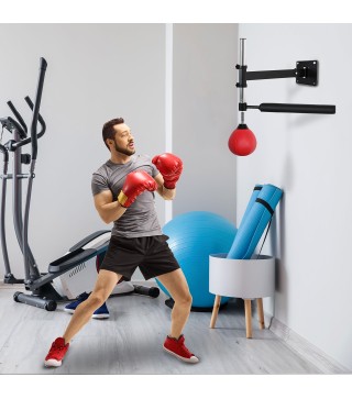 Bola de Velocidad de Boxeo Montado en Pared Altura Ajustable con Barra Giratoria e Inflador Punching Ball para Adultos y Adolesc