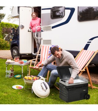 Nevera Compresor Portátil 60L Nevera Portátil Eléctrica para Coche Congelador CC 12V/24V hasta -20℃ con Pantalla LED Táctil Asa