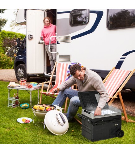 Nevera Compresor Portátil 60L Nevera Portátil Eléctrica para Coche Congelador CC 12V/24V hasta -20℃ con Pantalla LED Táctil Asa