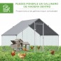 Gallinero para Exterior 3x2x2 m Jaula para Gallinas de Acero Galvanizado con Cubierta de PE y Cerradura Plata