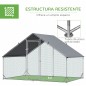 Gallinero para Exterior 3x2x2 m Jaula para Gallinas de Acero Galvanizado con Cubierta de PE y Cerradura Plata