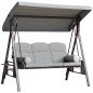 Columpio de Jardín de 3 Plazas con Estructura Metálica Toldo y Bandeja para Bebidas para Exterior 116x206x183 cm Gris