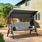 Columpio de Jardín de 3 Plazas con Estructura Metálica Toldo y Bandeja para Bebidas para Exterior 116x206x183 cm Gris