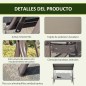 Columpio de Jardín de 3 Plazas con Estructura Metálica Toldo y Bandeja para Bebidas para Exterior 116x206x183 cm Gris