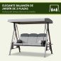 Columpio de Jardín de 3 Plazas con Estructura Metálica Toldo y Bandeja para Bebidas para Exterior 116x206x183 cm Gris