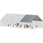 Gallinero para Exterior Jaula para Gallinas de Acero Galvanizado con Cubierta de PE y Cerradura 3x6x2 m Plata
