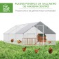 Gallinero para Exterior Jaula para Gallinas de Acero Galvanizado con Cubierta de PE y Cerradura 3x6x2 m Plata
