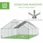 Gallinero para Exterior Jaula para Gallinas de Acero Galvanizado con Cubierta de PE y Cerradura 3x6x2 m Plata
