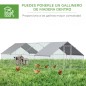 Gallinero para Exterior Jaula para Gallinas de Acero Galvanizado con Cubierta de PE y Cerradura 3x8x2 m Plata