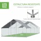 Gallinero para Exterior Jaula para Gallinas de Acero Galvanizado con Cubierta de PE y Cerradura 3x8x2 m Plata