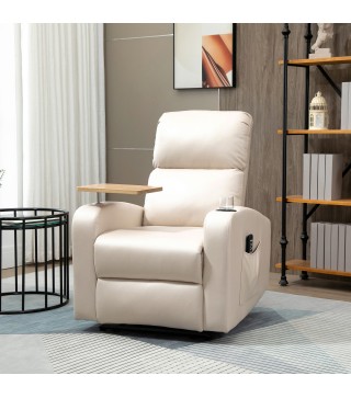 Sillón de Masaje con 4 Modos Vibración Reclinación 145° Mando a Distancia 77x93x105 cm Beige