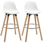 Conjunto de 2 Taburetes de Bar Tapizado en PU Taburetes Altos de Cocina con Asiento 69 cm 43x43x91 cm Blanco