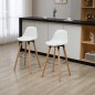 Conjunto de 2 Taburetes de Bar Tapizado en PU Taburetes Altos de Cocina con Asiento 69 cm 43x43x91 cm Blanco
