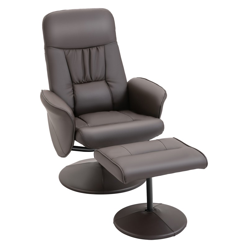 Sillón de Relax con Reposapiés Respaldo Reclinable hasta 145° para Salón Dormitorio Oficina 76x81x101 cm Marrón Sillón de Relax con Reposapiés Respaldo Reclinable hasta 145° para Salón Dormitorio Oficina 76x81x101 cm Marrón