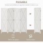 Biombo de 4 Paneles Separador de Ambientes Plegable 182x170 cm Divisor de Espacios Elegante Blanco