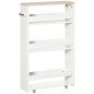 Armario Auxiliar de Baño Carrito con 3 Estantes y Ruedas para Espacios Estrechos 50x13x67,5 cm Blanco