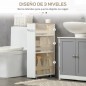 Armario Auxiliar de Baño Carrito con 3 Estantes y Ruedas para Espacios Estrechos 50x13x67,5 cm Blanco