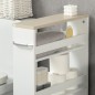 Armario Auxiliar de Baño Carrito con 3 Estantes y Ruedas para Espacios Estrechos 50x13x67,5 cm Blanco