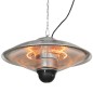 Calefactor Exterior de Techo 1010/2210W Estufa de Infrarrojos con Mando a Distancia Ø58,5x33 cm 12,6 m² Plata