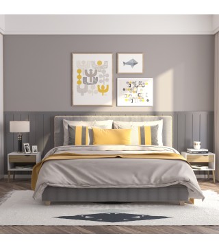 Set de 2 Mesitas de Noche Mesa Auxiliar Mesillas de Noche con Cajón y Estante de Almacenamiento para Dormitorio Salón Ca