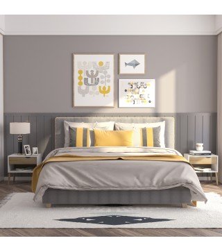 Set de 2 Mesitas de Noche Mesa Auxiliar Mesillas de Noche con Cajón y Estante de Almacenamiento para Dormitorio Salón Cama Ofici