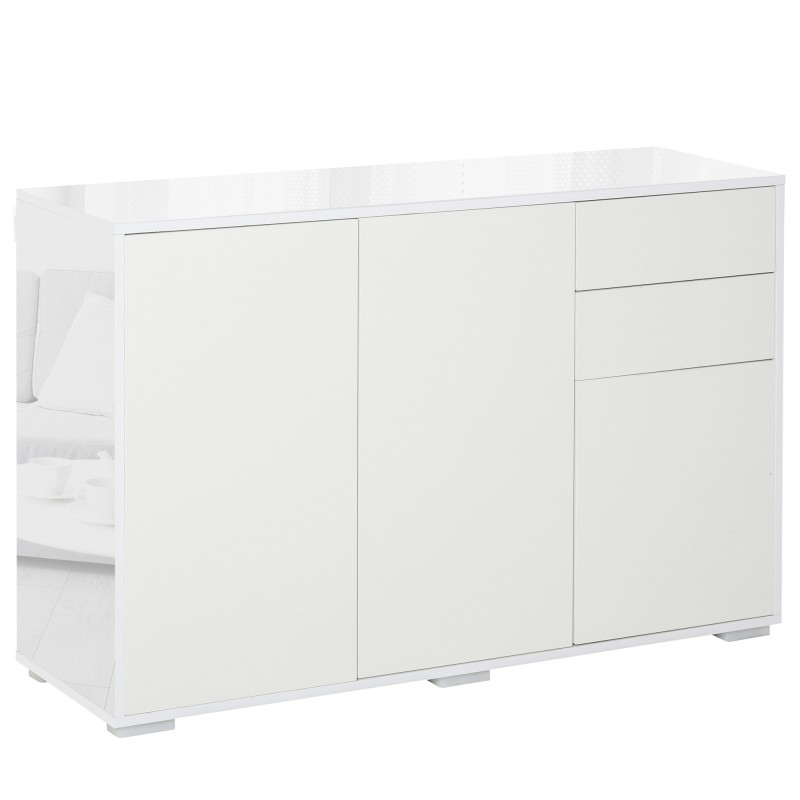 Aparador para Salón con 3 Puertas 2 Cajones y Estante Ajustable 117x36x74 cm Blanco