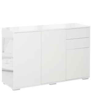 Aparador para Salón con 3 Puertas 2 Cajones y Estante Ajustable 117x36x74 cm Blanco