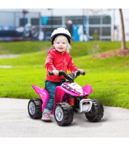 Quad Eléctrico HONDA para Niños 18-36 Meses Vehículo Eléctrico a Batería con Faros LED Bocina 65,5x38,5x43,5cm Fucsia
