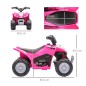 Quad Eléctrico HONDA para Niños 18-36 Meses Vehículo Eléctrico a Batería con Faros LED Bocina 65,5x38,5x43,5cm Fucsia