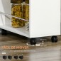 Carrito de Cocina Verdulero con 1 Cajón y 2 Estantes Abiertos Carro Auxiliar con Ruedas 25x50x85 cm Blanco