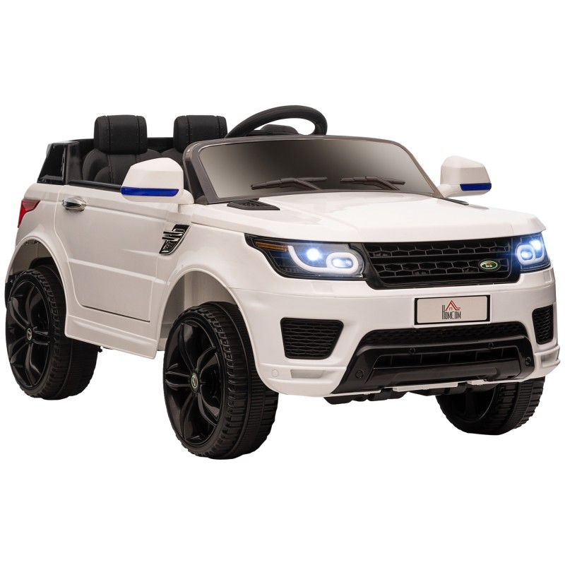 Coche Eléctrico SUV para 3-6 Años Coche de Batería 12V con 2 Motores Mando a Distancia 110x68x52 cm Blanco