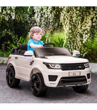 Coche Eléctrico SUV para 3-6 Años Coche de Batería 12V con 2 Motores Mando a Distancia 110x68x52 cm Blanco
