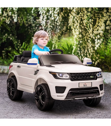 Coche Eléctrico SUV para 3-6 Años Coche de Batería 12V con 2 Motores Mando a Distancia 110x68x52 cm Blanco