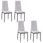 Pack de 4 Sillas de Cocina Modernas Tapizadas en Lino y Patas de Metal para Salón Carga 120 kg 41x50x97 cm Blanco