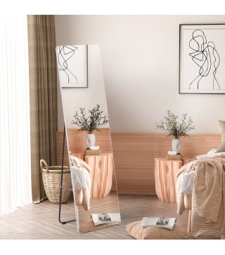 Espejo de Pie de Cuerpo Entero con Marco de Aleación de Aluminio de Estilo Moderno 45x37x158,5 cm Plata