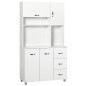 Armario de Cocina Moderno Mueble Auxiliar con 3 Cajones 4 Puertas y Estantes Ajustables 100x39,5x183,5 cm Blanco