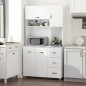 Armario de Cocina Moderno Mueble Auxiliar con 3 Cajones 4 Puertas y Estantes Ajustables 100x39,5x183,5 cm Blanco