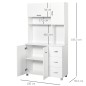 Armario de Cocina Moderno Mueble Auxiliar con 3 Cajones 4 Puertas y Estantes Ajustables 100x39,5x183,5 cm Blanco