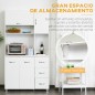 Armario de Cocina Moderno Mueble Auxiliar con 3 Cajones 4 Puertas y Estantes Ajustables 100x39,5x183,5 cm Blanco
