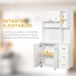 Armario de Cocina Moderno Mueble Auxiliar con 3 Cajones 4 Puertas y Estantes Ajustables 100x39,5x183,5 cm Blanco