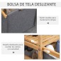 Cesto para Ropa Sucia Cesta para la Colada de Bambú con 2 Bolsas de Tela Extraíbles y Ruedas 42x35x84,5 cm Gris