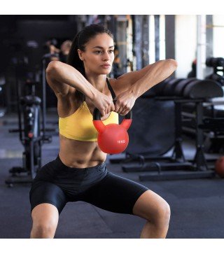 Pesa Rusa de 10 kg de Hierro Fundido con Revestimiento de Neopreno para Entrenamiento de Fuerza 19x12x22 cm Rojo