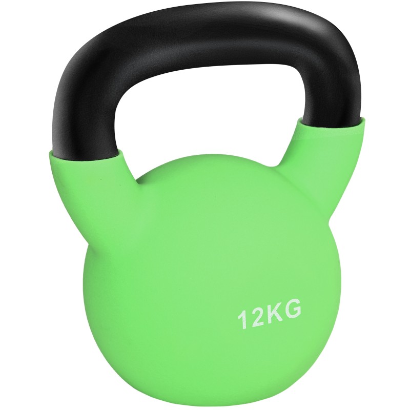 Pesa Rusa de 12 kg de Hierro Fundido con Revestimiento de Neopreno para Entrenamiento de Fuerza 20x13x23 cm Verde