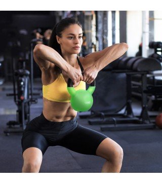 Pesa Rusa de 12 kg de Hierro Fundido con Revestimiento de Neopreno para Entrenamiento de Fuerza 20x13x23 cm Verde