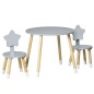Juego de Mesa y 2 Sillas de Madera para Niños Mesa Redonda Ø59x50 cm y Sillas Ø28x51 cm Muebles Infantiles Gris